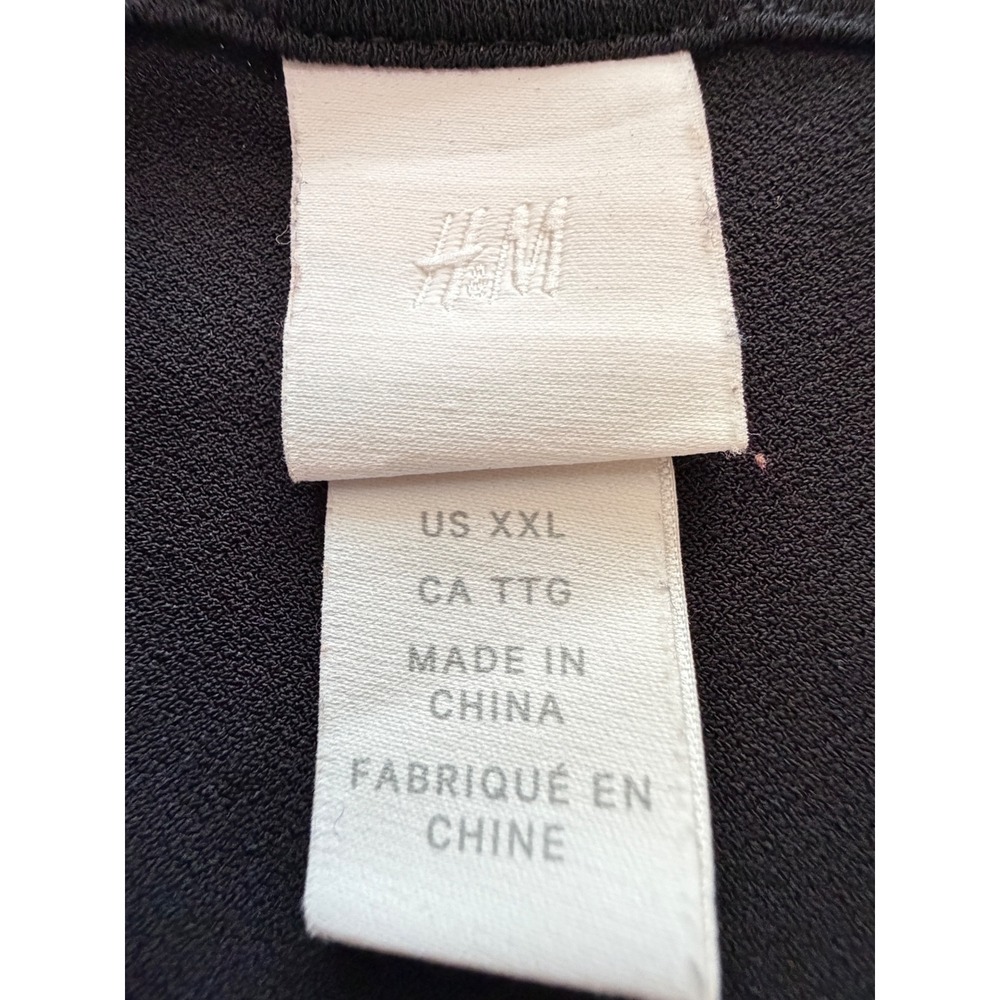 H&M Office Casual City Black Asymmetrical Cutout Neckline Long Sleeve Top XXL - Picture 3 of 7